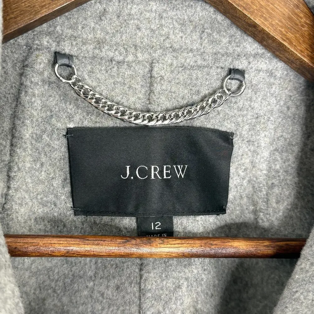 J Crew Blazer Womens 12 Gray Wool Blend One Button Knit Unlined Jacket - Picture 3 of 7